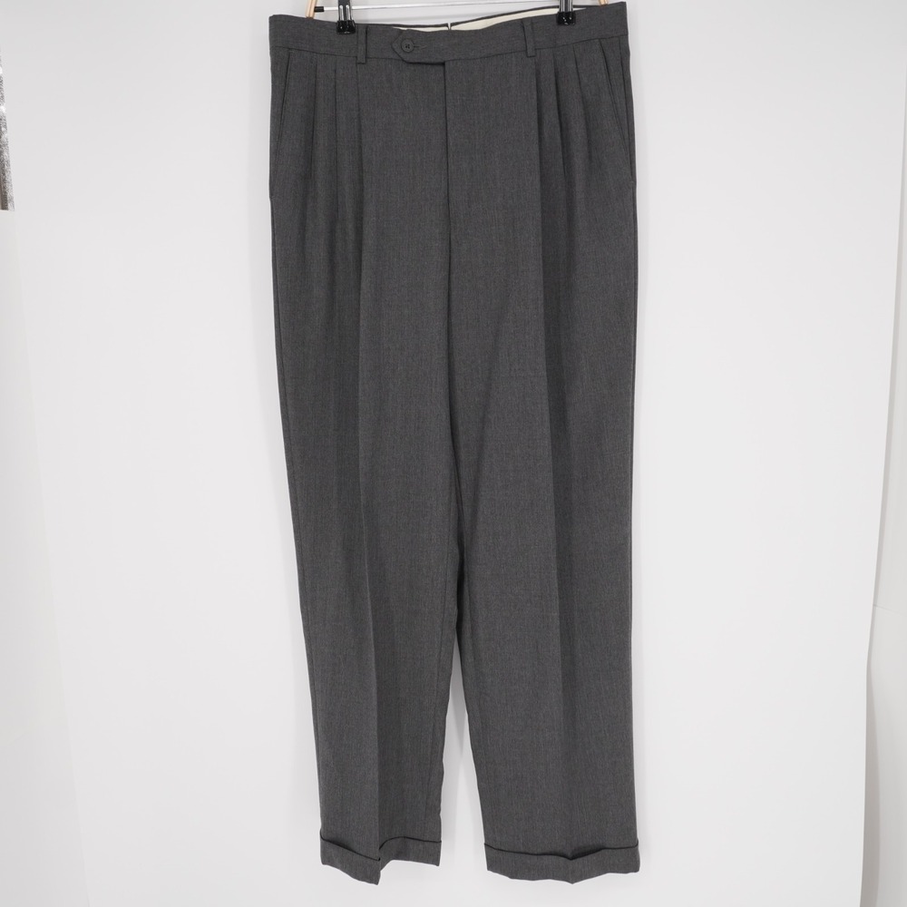 Givenchy Monsieur Dress Pants Mens  35R Gray Pleated Cuffed Trouser USA VTG